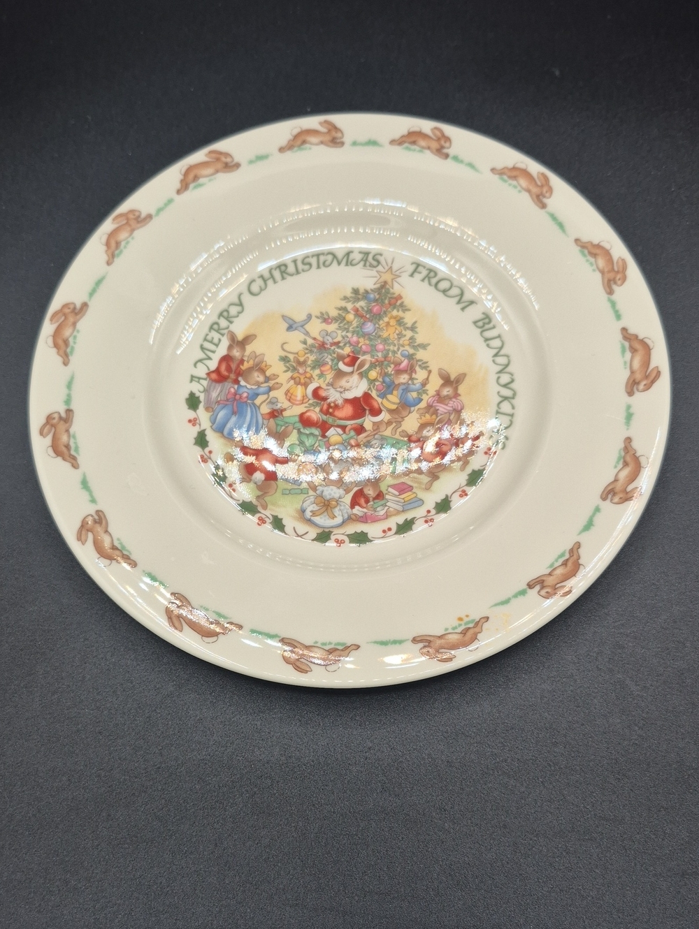 Royal Doulton Cream Christmas Bunnykins Plate